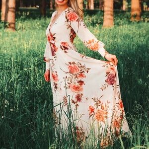 Baltic Born Cream and Pink Maxi Sundress